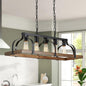 5-Light Metal Linear Chandelier Imitation Wood Grain