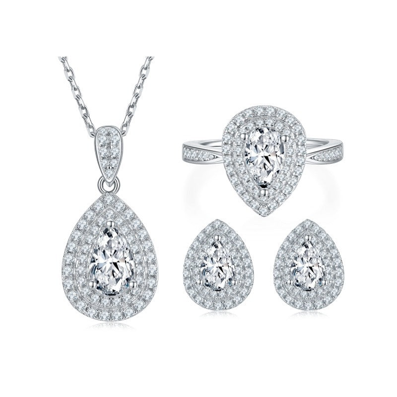 Moissanite Water Drop Pear-shaped S925 Sterling Silver Jewelry Suit