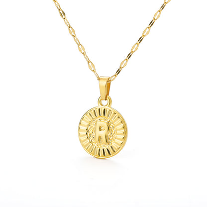 English Alphabet Disc Necklace Women And Men