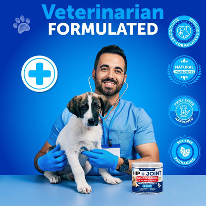 Hemp Hip and Joint Supplement for Dogs   Glucosamine for Dogs Joint Pain Relief   MSM   Mobility Support   Hemp Chews with Chondroitin   Canine Cartilage Health   240 Chewable Soft Treats (2 Pack)