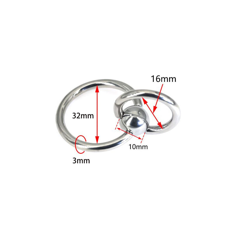 3x24mm Double Ring Pure Titanium Steel Male Piercing Large Inner Diameter Piercing Jewelry