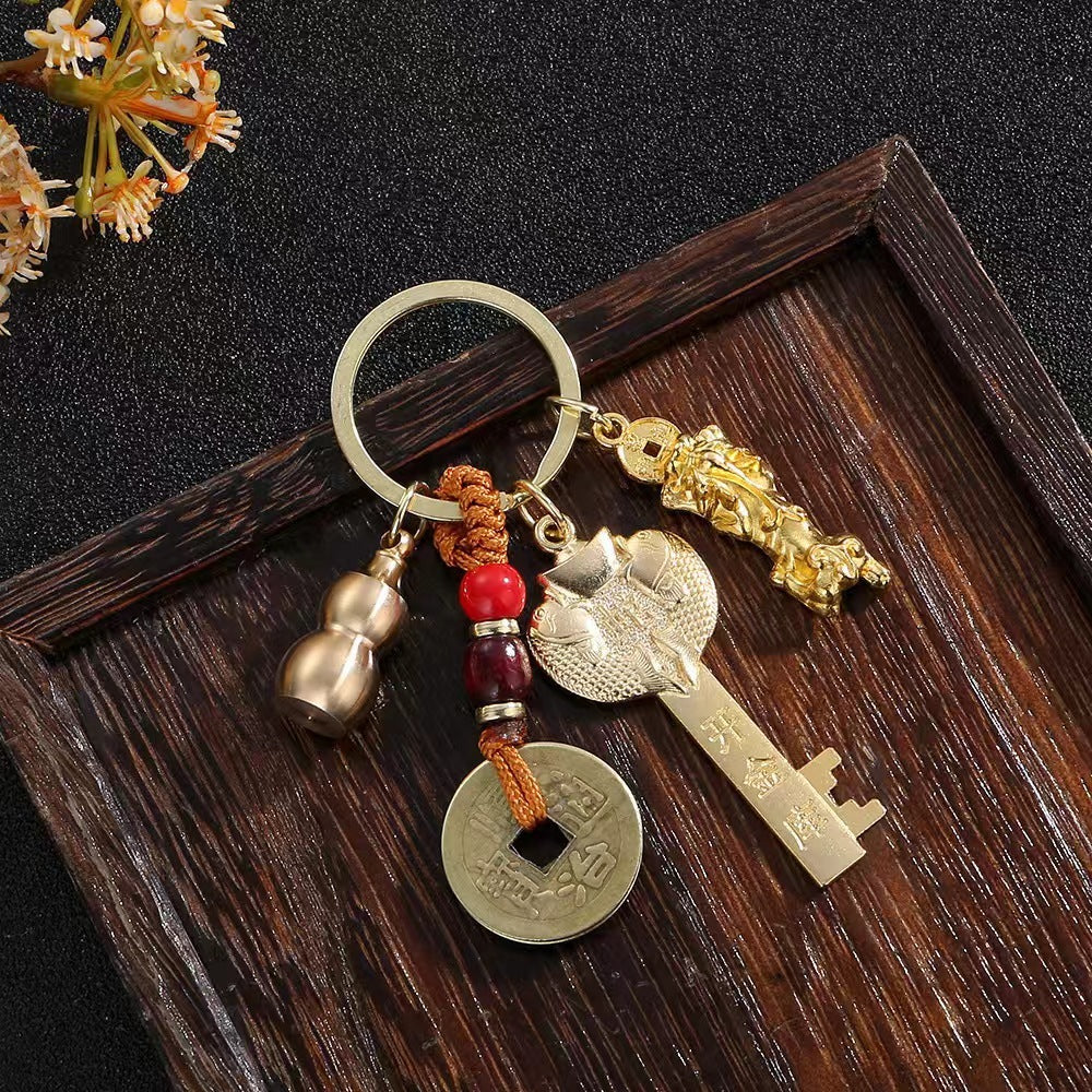 Alloy Five Blessing Men's And Women's Bag Car Key Pendant