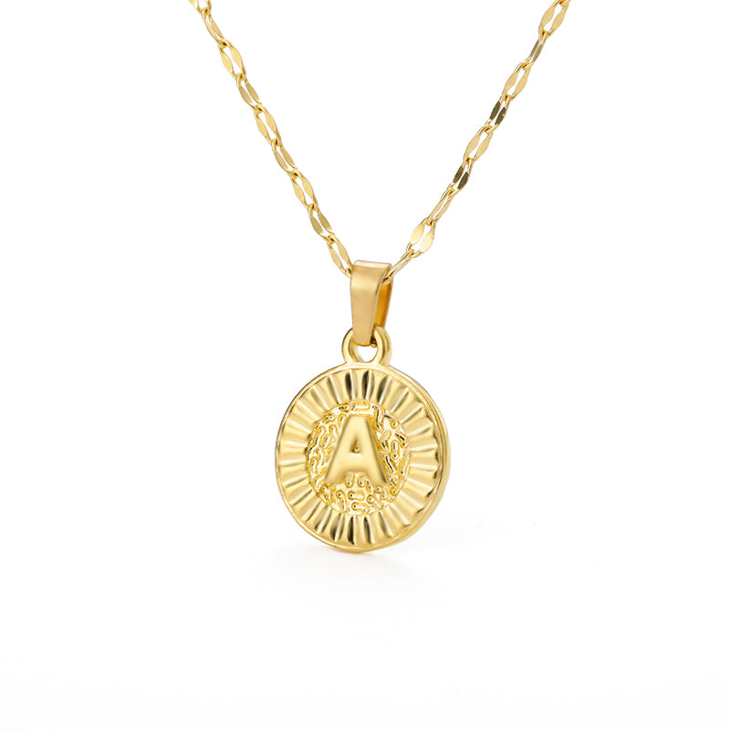 English Alphabet Disc Necklace Women And Men