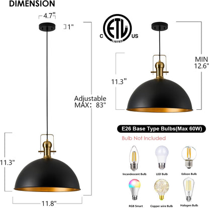 12 Inch Farmhouse Dome Pendant Lights