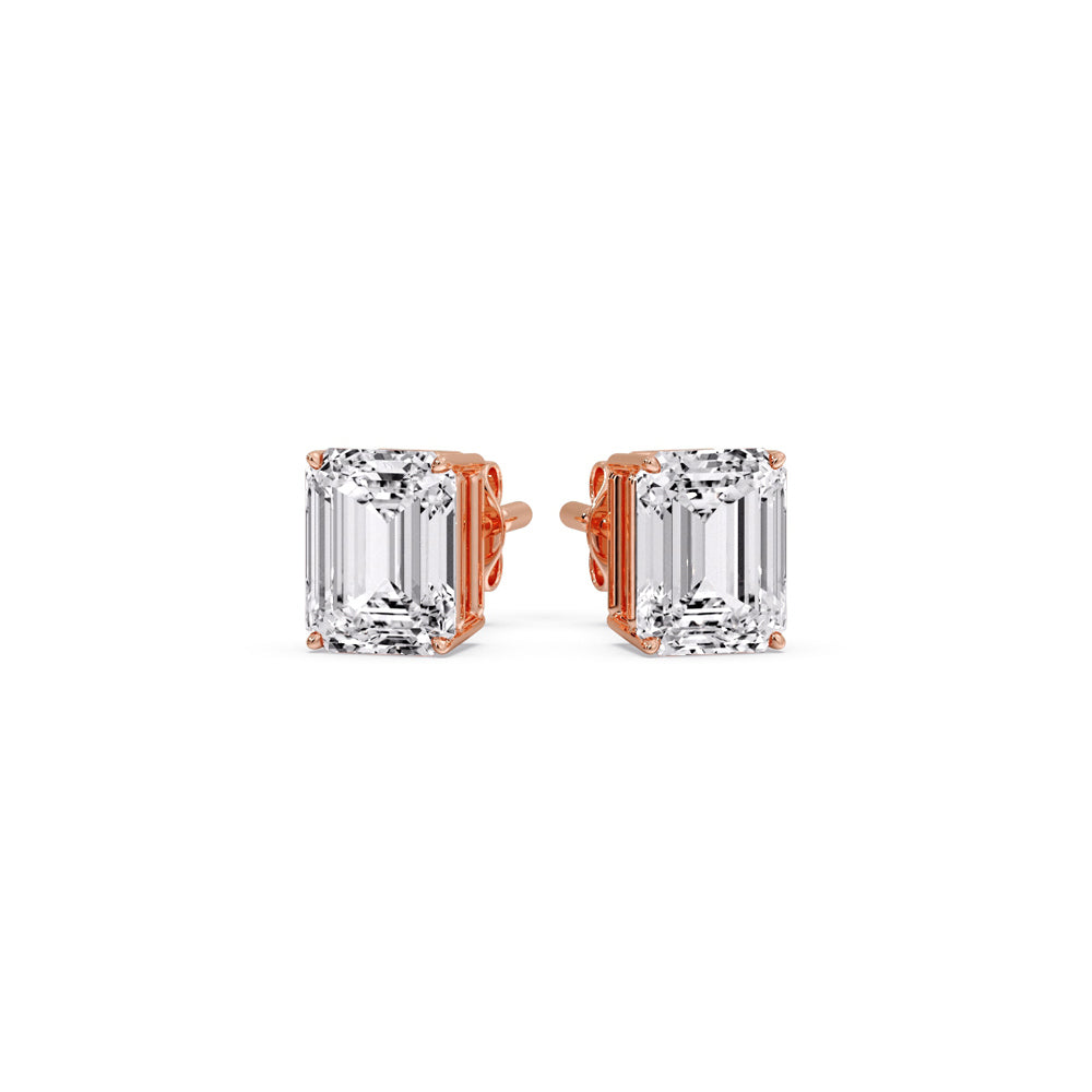 IGI Certified Emerald Cut Diamond Solitaire Stud Earrings