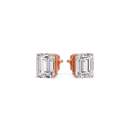 IGI Certified Emerald Cut Diamond Solitaire Stud Earrings