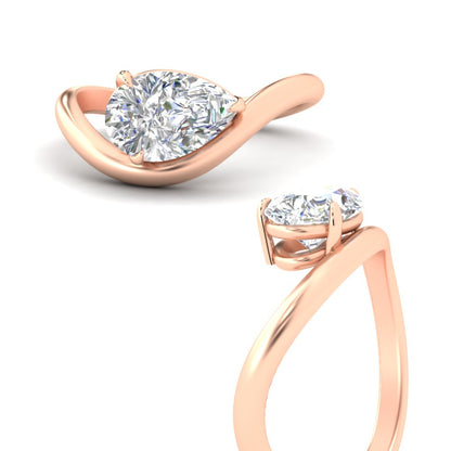 Curve Wave Pear Shaped Solitaire Diamond Ring