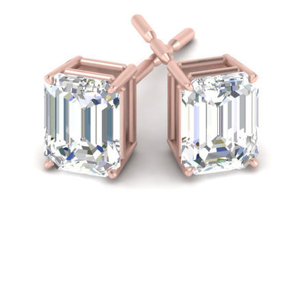IGI Certified Emerald Cut Diamond Solitaire Stud Earrings