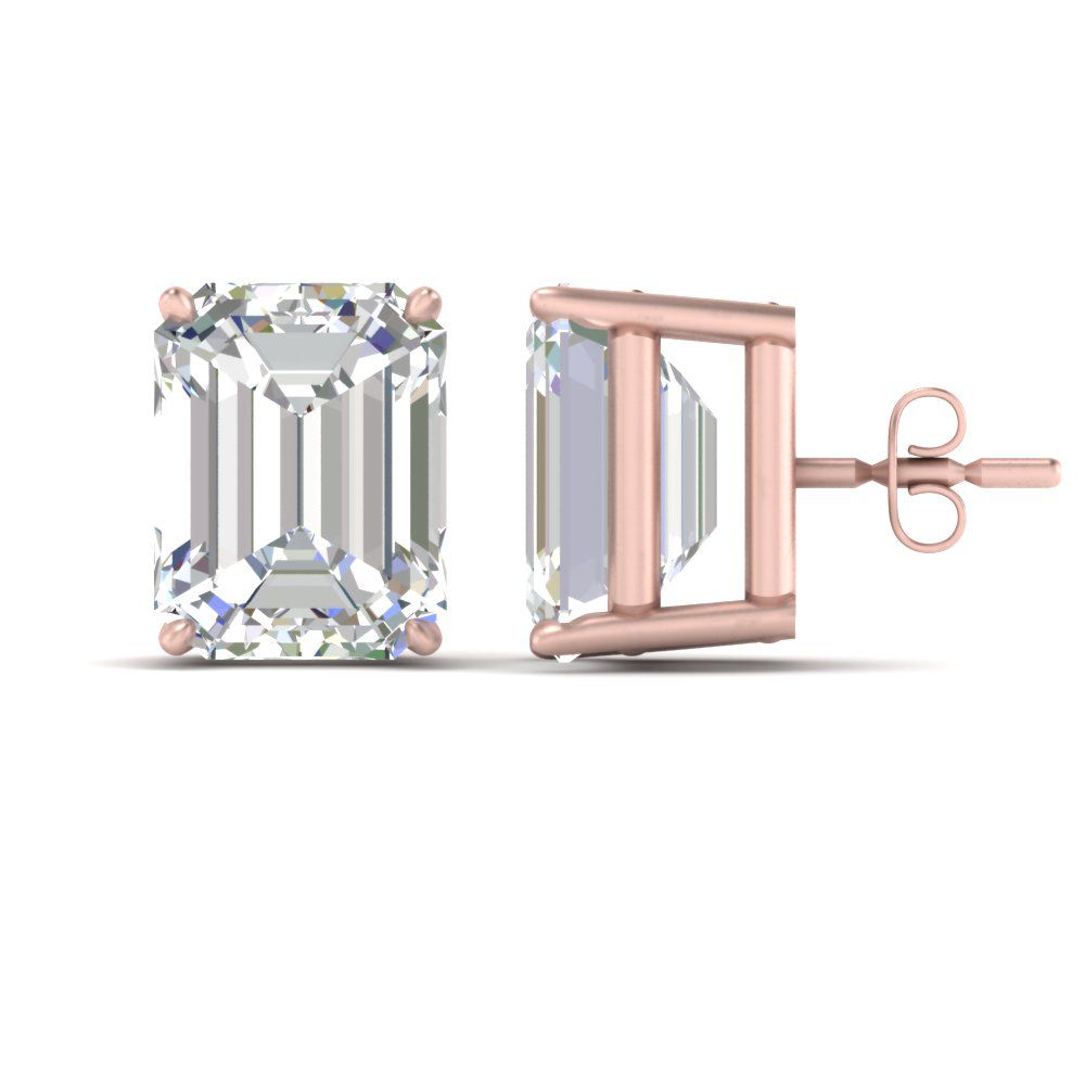 IGI Certified Emerald Cut Diamond Solitaire Stud Earrings