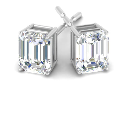 IGI Certified Emerald Cut Diamond Solitaire Stud Earrings