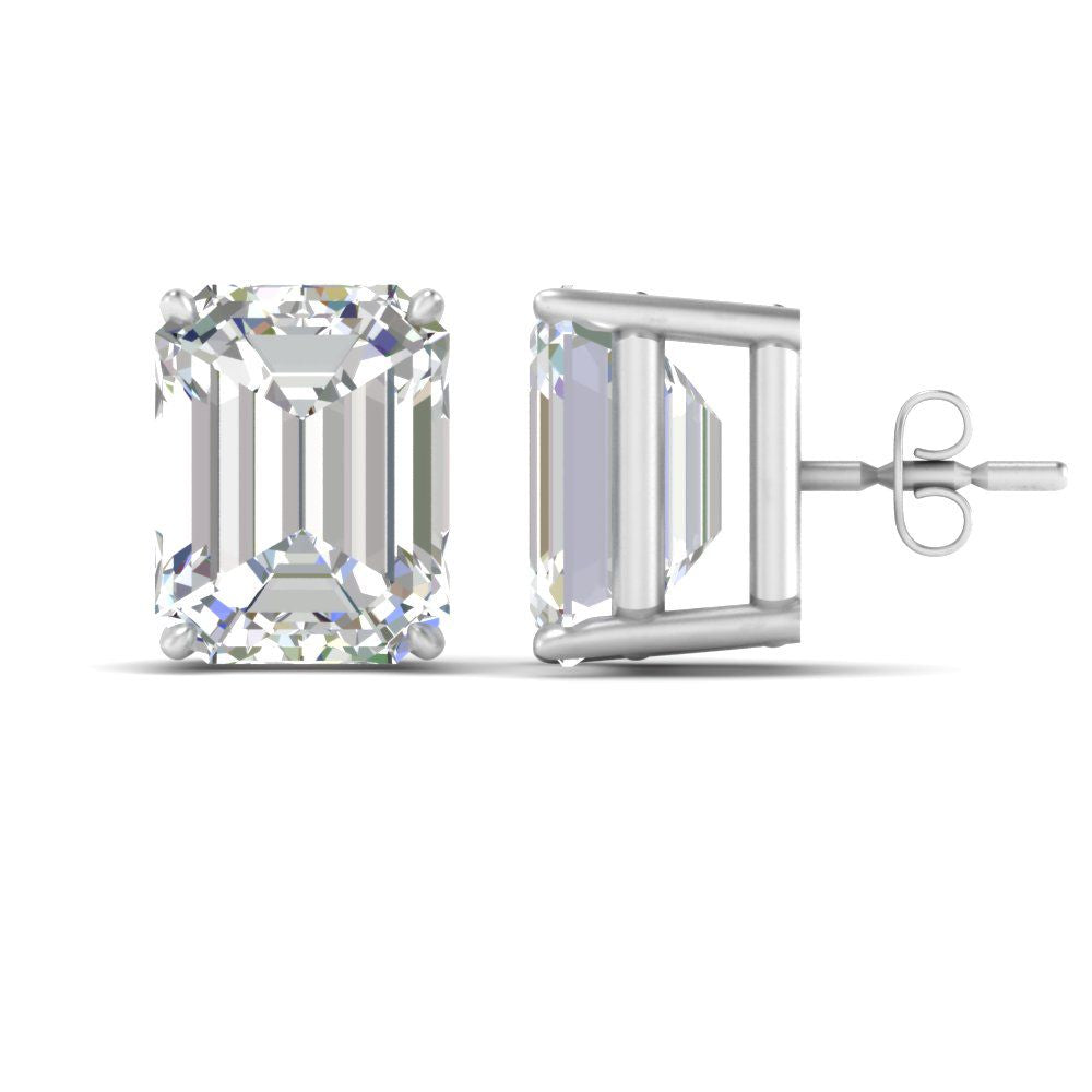 IGI Certified Emerald Cut Diamond Solitaire Stud Earrings