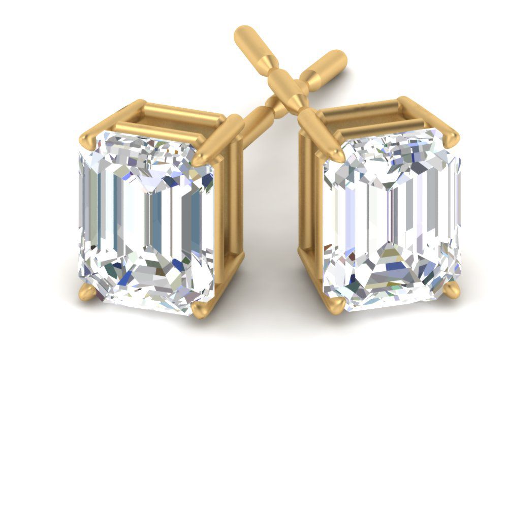 IGI Certified Emerald Cut Diamond Solitaire Stud Earrings