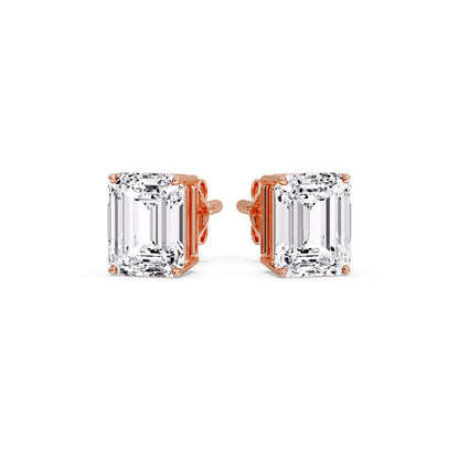 IGI Certified Emerald Cut Diamond Solitaire Stud Earrings
