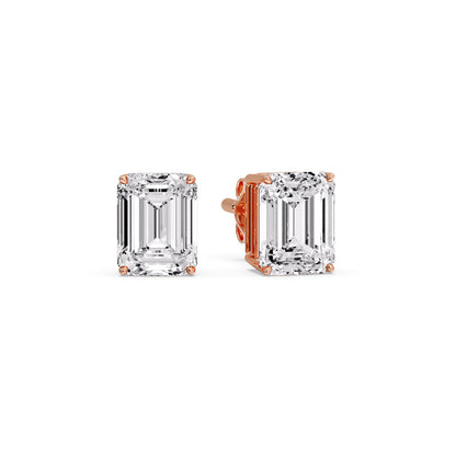 IGI Certified Emerald Cut Diamond Solitaire Stud Earrings