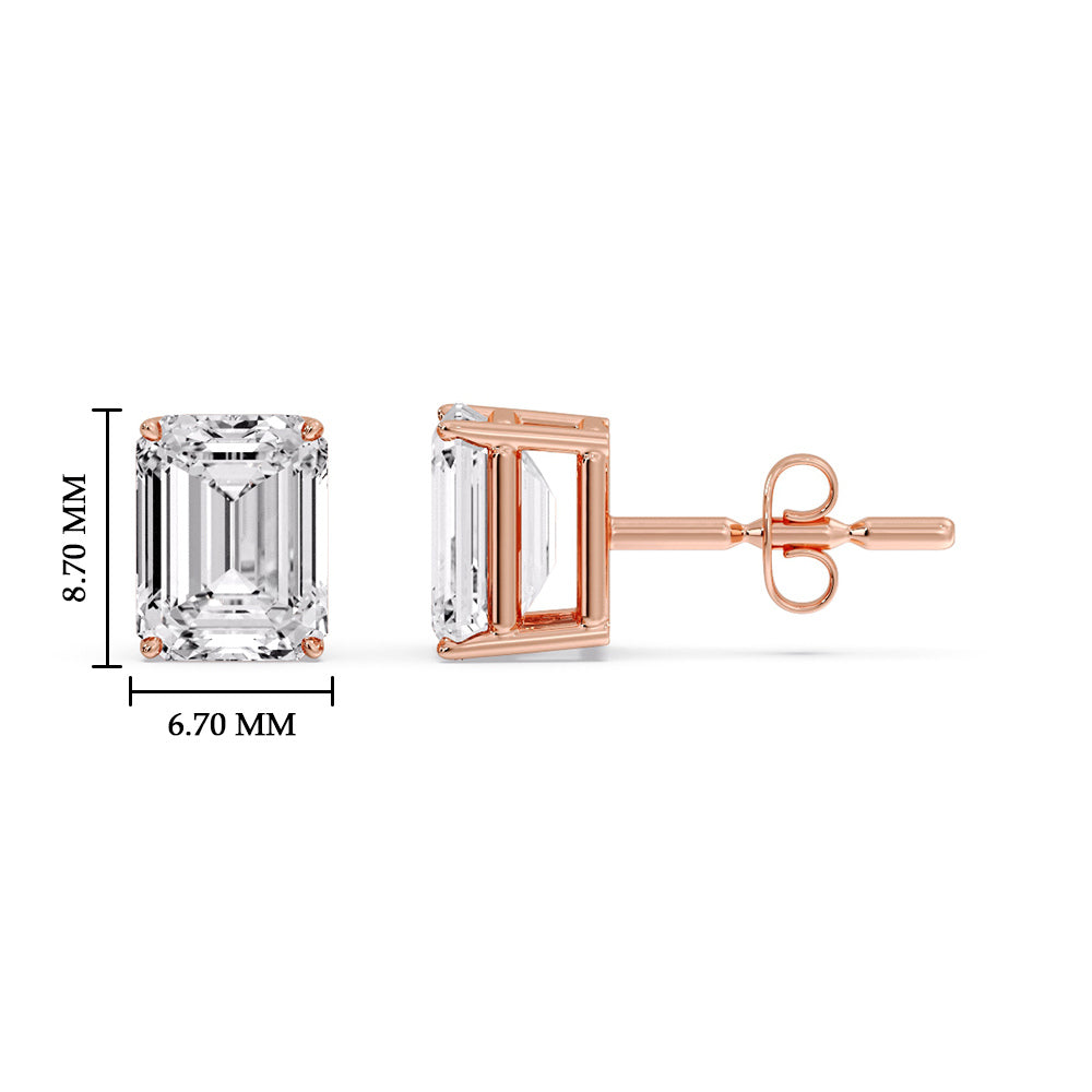 IGI Certified Emerald Cut Diamond Solitaire Stud Earrings