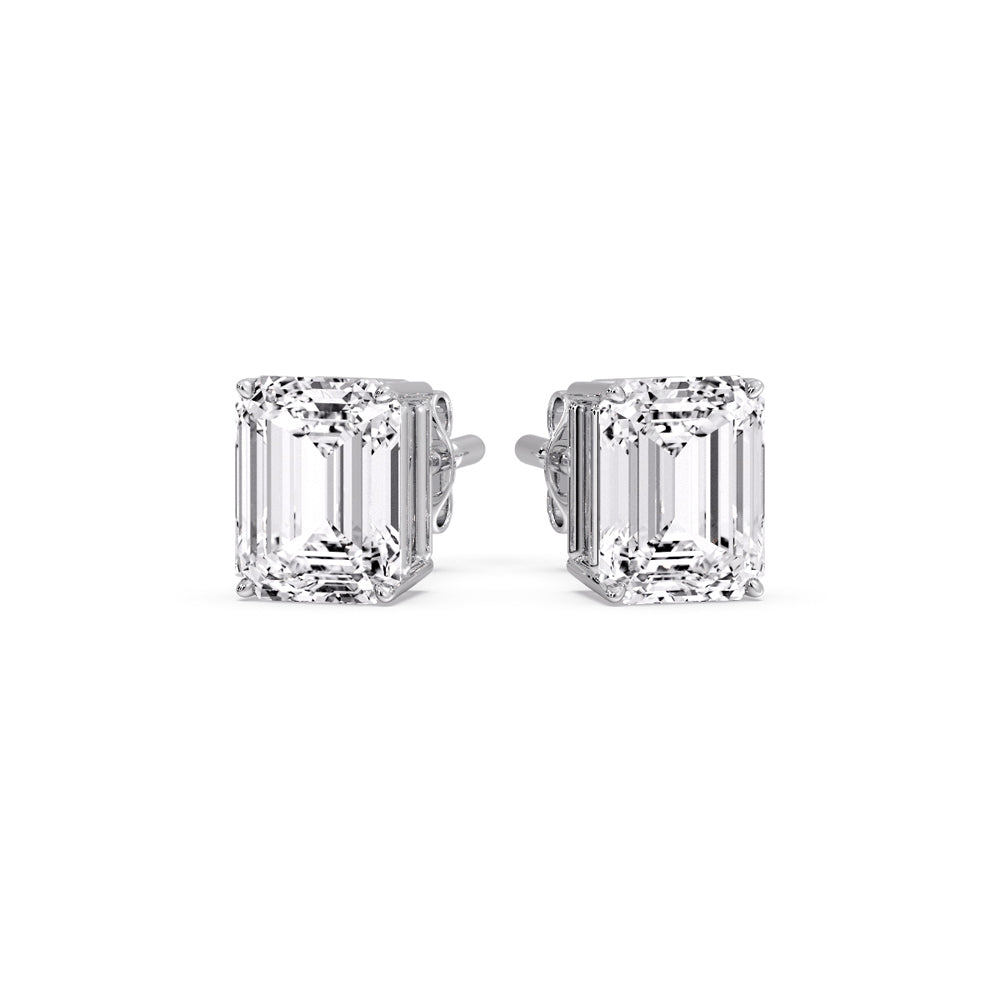 IGI Certified Emerald Cut Diamond Solitaire Stud Earrings