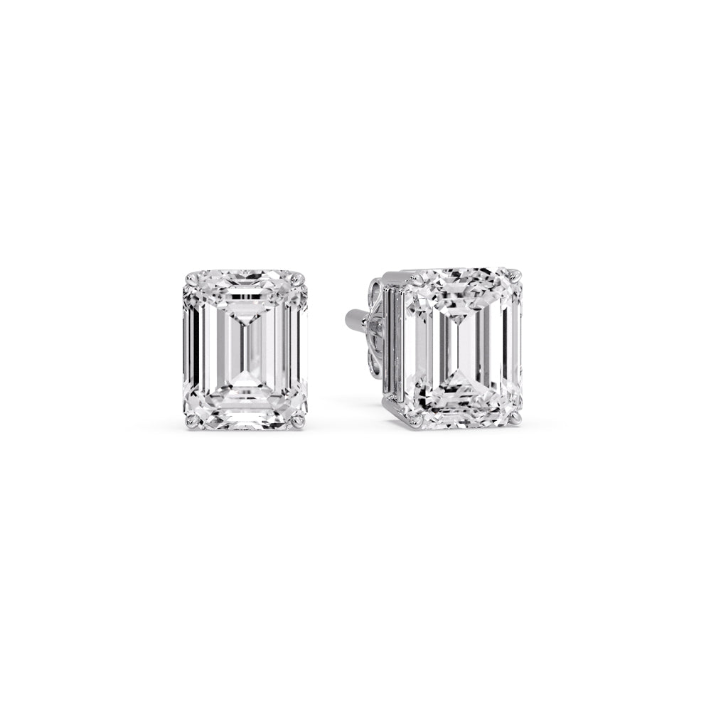 IGI Certified Emerald Cut Diamond Solitaire Stud Earrings