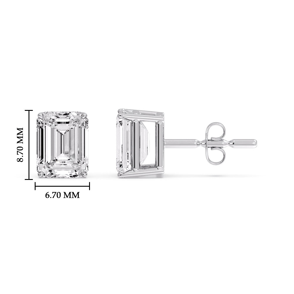 IGI Certified Emerald Cut Diamond Solitaire Stud Earrings