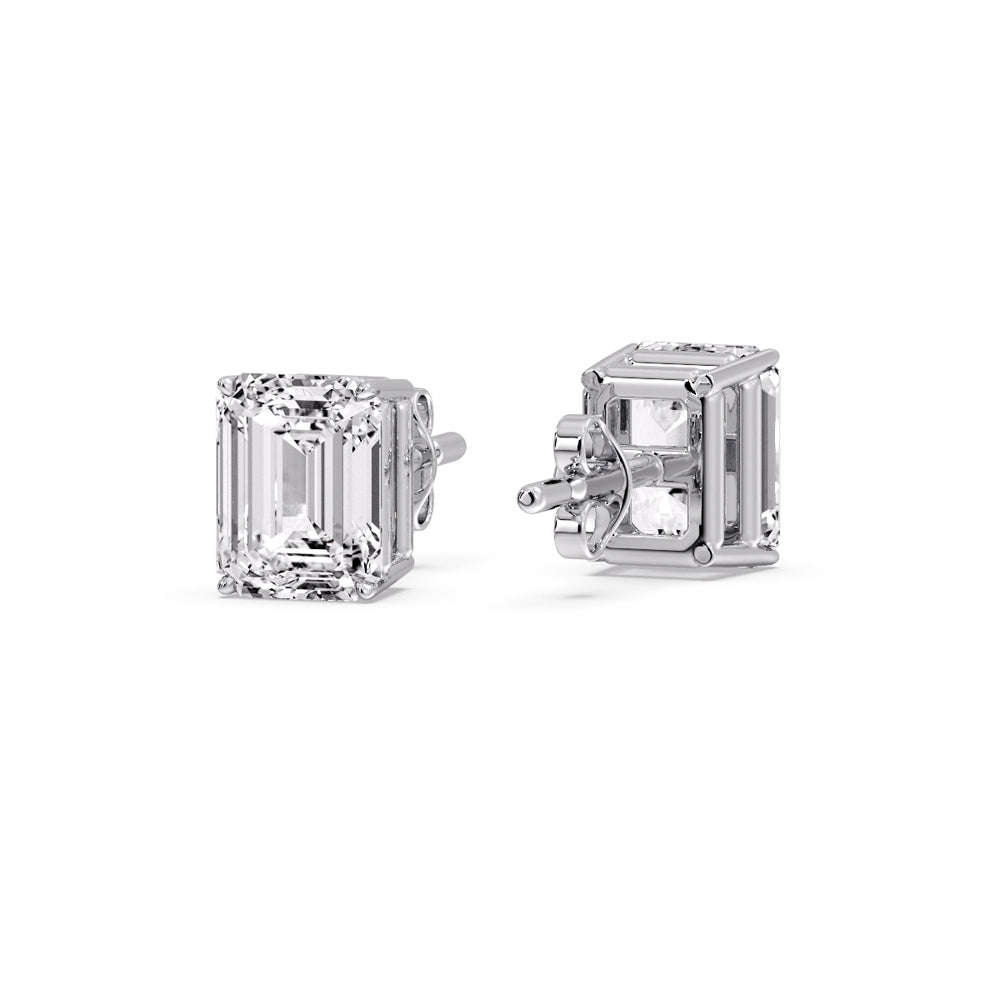 IGI Certified Emerald Cut Diamond Solitaire Stud Earrings