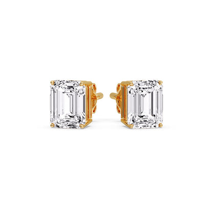 IGI Certified Emerald Cut Diamond Solitaire Stud Earrings