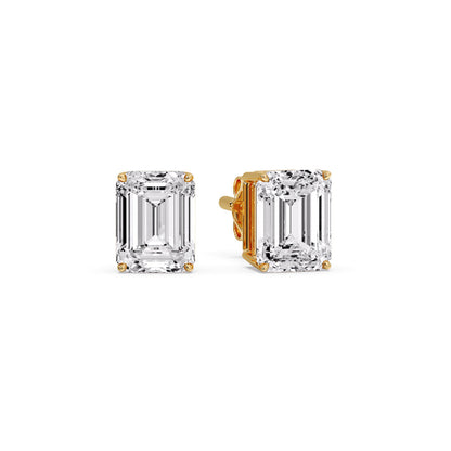 IGI Certified Emerald Cut Diamond Solitaire Stud Earrings
