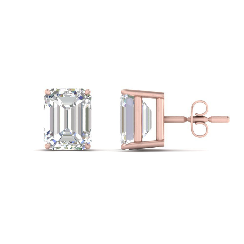 IGI Certified Emerald Cut Diamond Solitaire Stud Earrings