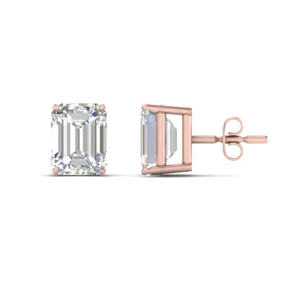 IGI Certified Emerald Cut Diamond Solitaire Stud Earrings