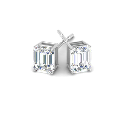 IGI Certified Emerald Cut Diamond Solitaire Stud Earrings