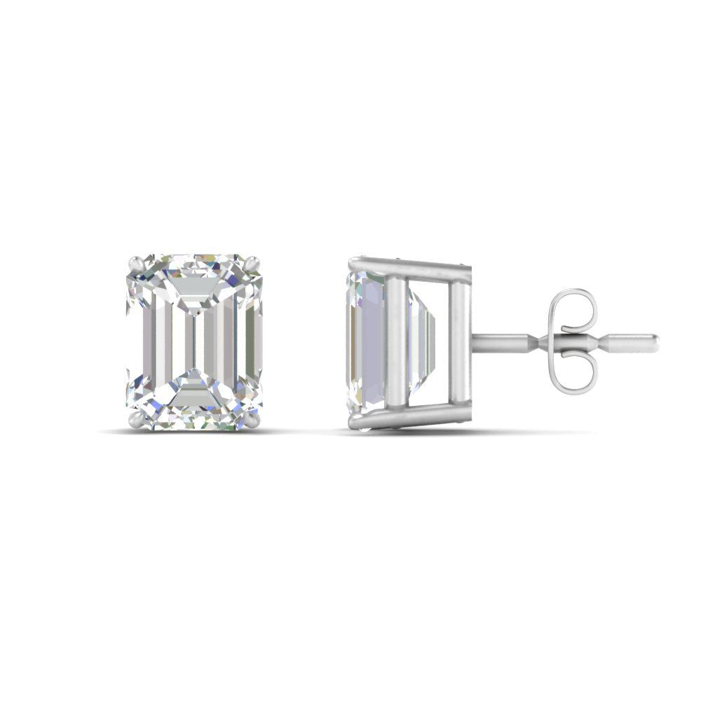 IGI Certified Emerald Cut Diamond Solitaire Stud Earrings
