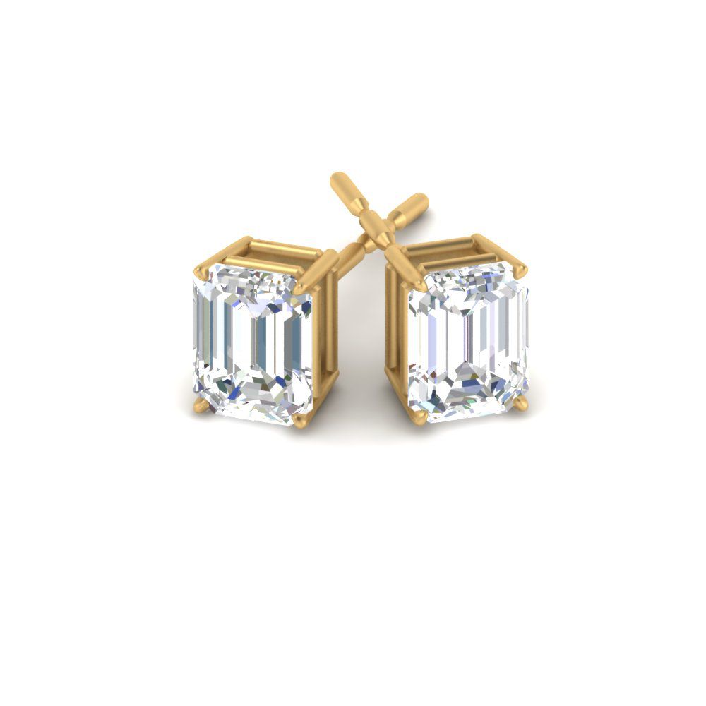 IGI Certified Emerald Cut Diamond Solitaire Stud Earrings