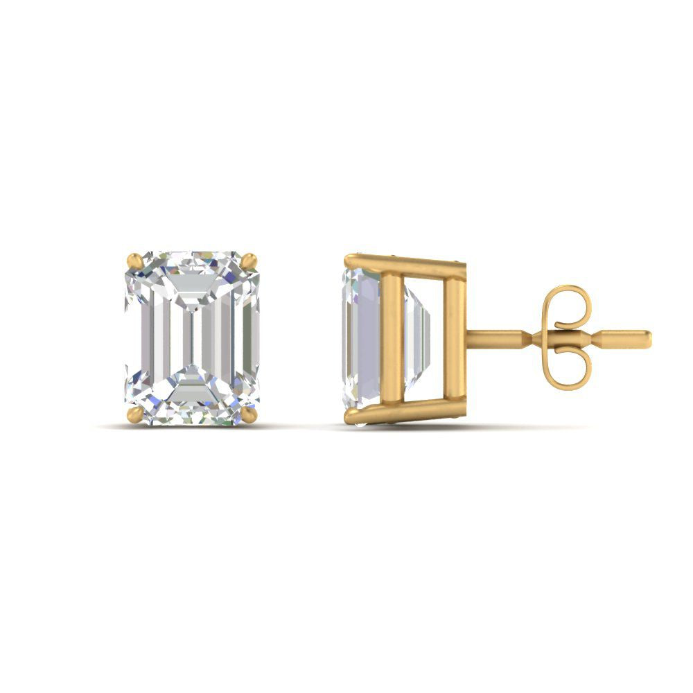 IGI Certified Emerald Cut Diamond Solitaire Stud Earrings