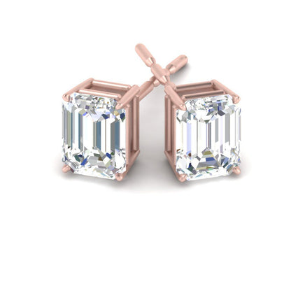 IGI Certified Emerald Cut Diamond Solitaire Stud Earrings