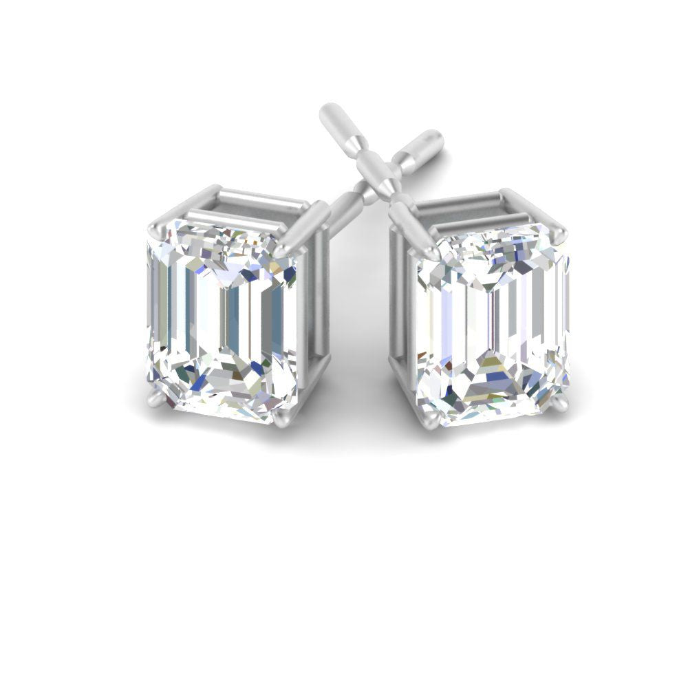 IGI Certified Emerald Cut Diamond Solitaire Stud Earrings