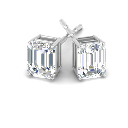 IGI Certified Emerald Cut Diamond Solitaire Stud Earrings