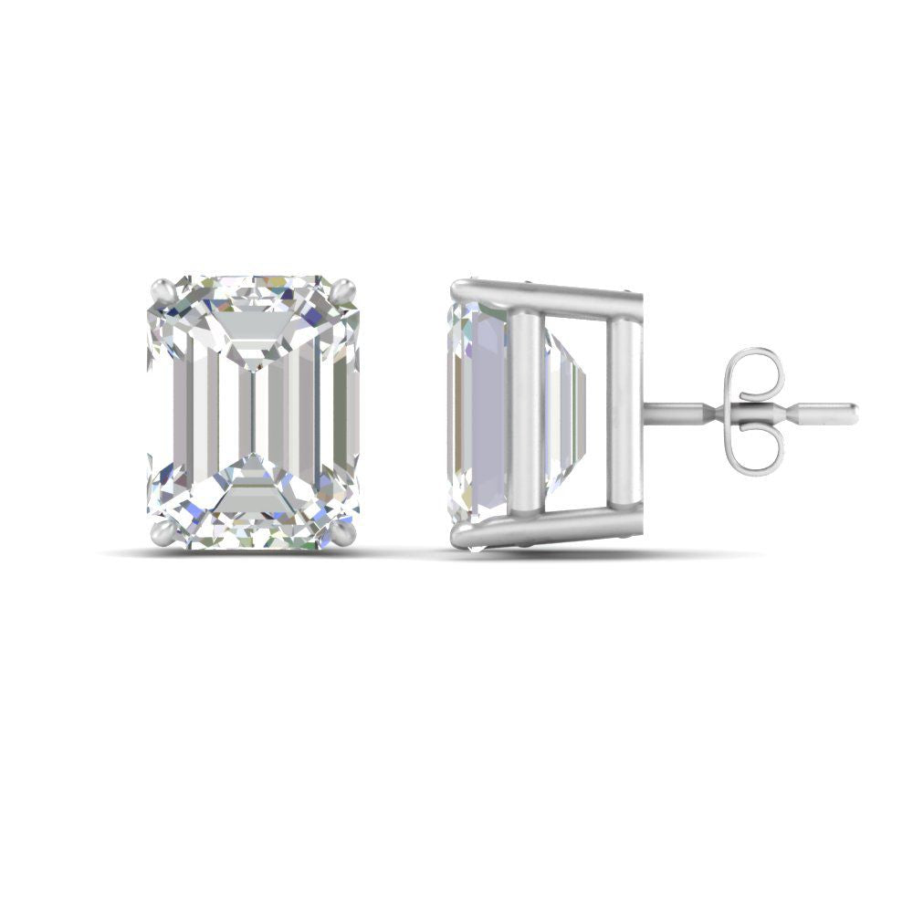IGI Certified Emerald Cut Diamond Solitaire Stud Earrings