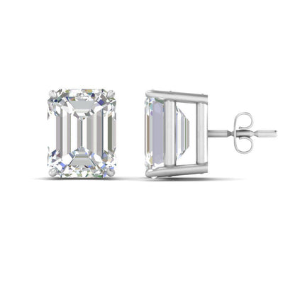 IGI Certified Emerald Cut Diamond Solitaire Stud Earrings