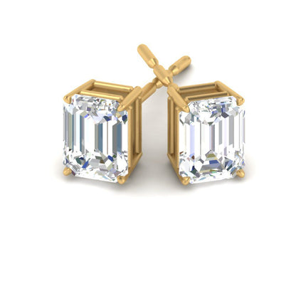 IGI Certified Emerald Cut Diamond Solitaire Stud Earrings