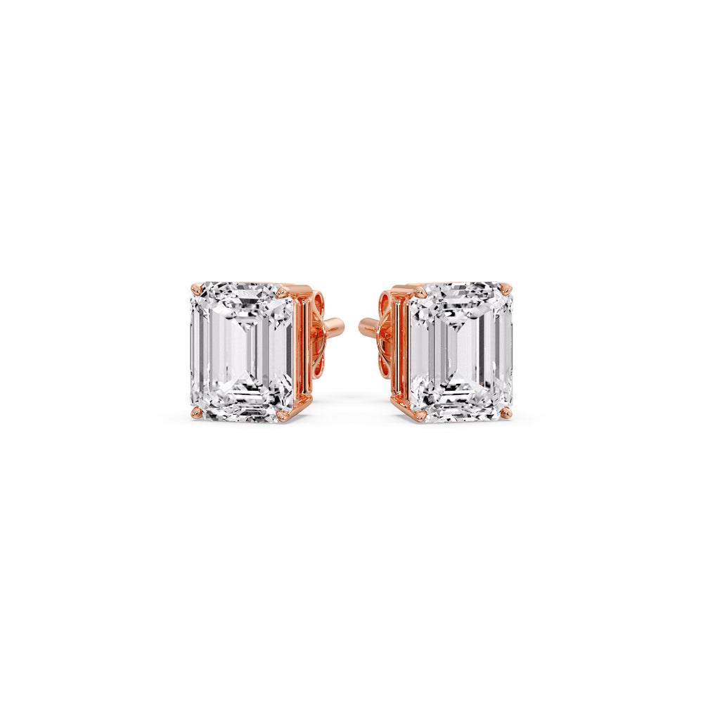 IGI Certified Emerald Cut Diamond Solitaire Stud Earrings
