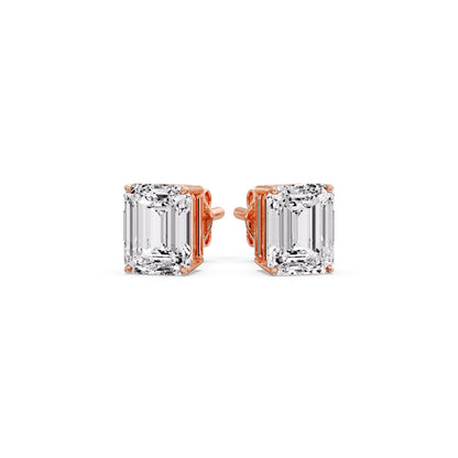 IGI Certified Emerald Cut Diamond Solitaire Stud Earrings