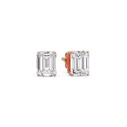 IGI Certified Emerald Cut Diamond Solitaire Stud Earrings