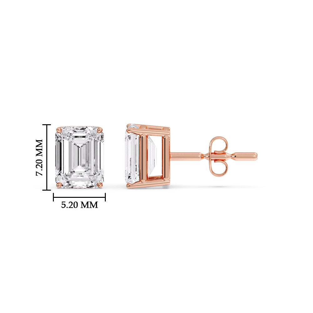 IGI Certified Emerald Cut Diamond Solitaire Stud Earrings