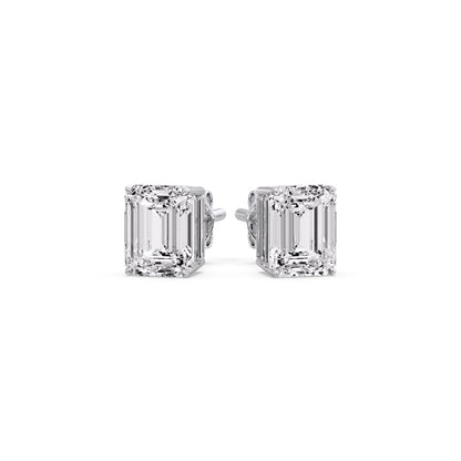 IGI Certified Emerald Cut Diamond Solitaire Stud Earrings