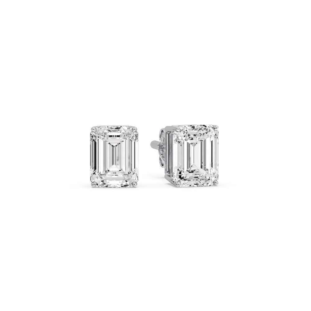 IGI Certified Emerald Cut Diamond Solitaire Stud Earrings