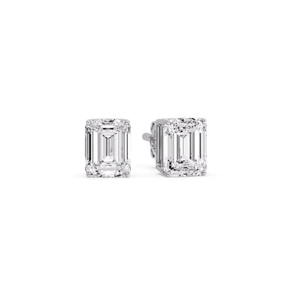 IGI Certified Emerald Cut Diamond Solitaire Stud Earrings