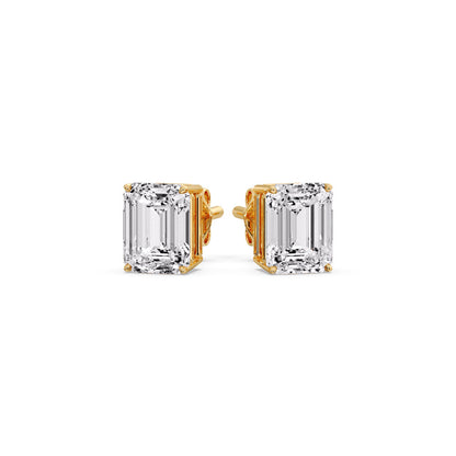 IGI Certified Emerald Cut Diamond Solitaire Stud Earrings