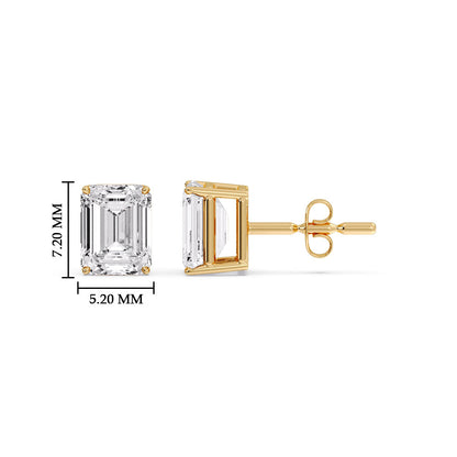 IGI Certified Emerald Cut Diamond Solitaire Stud Earrings