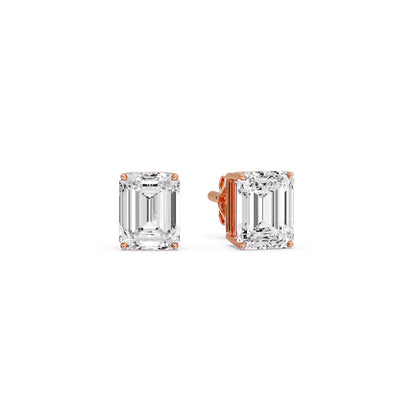IGI Certified Emerald Cut Diamond Solitaire Stud Earrings