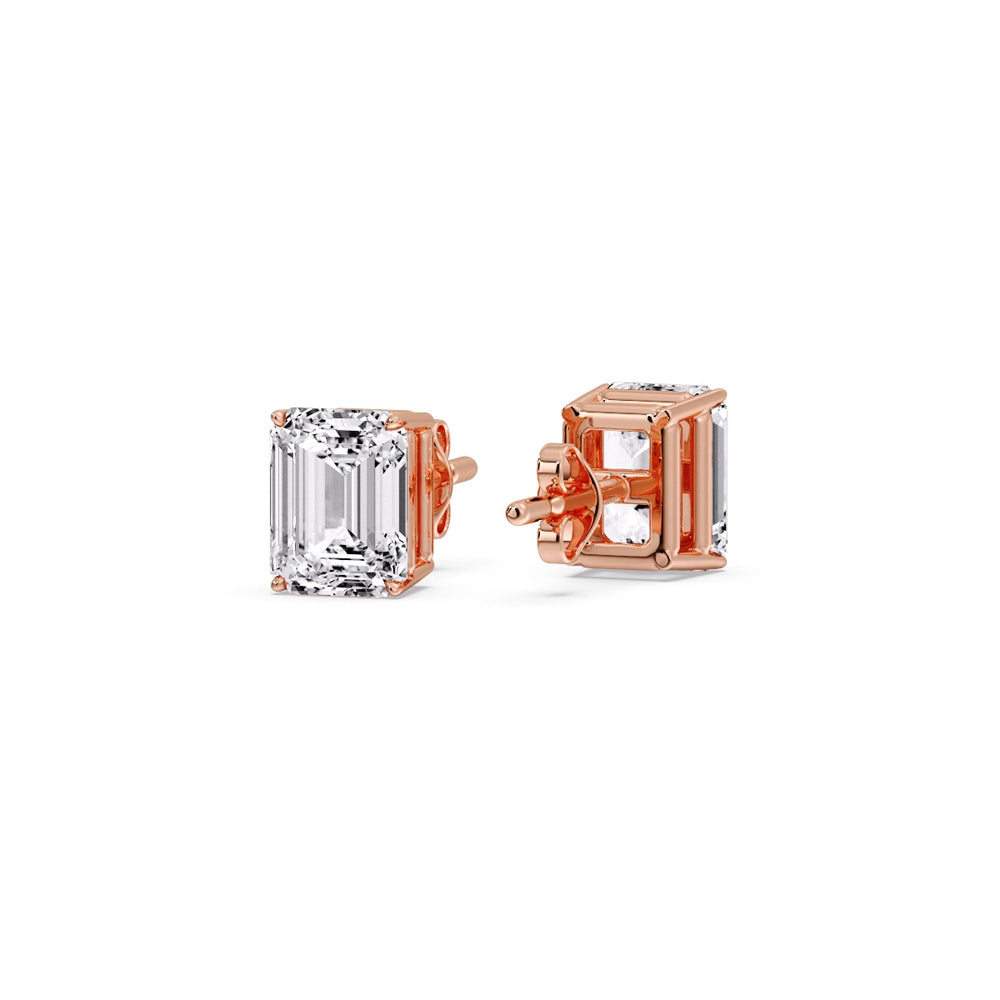 IGI Certified Emerald Cut Diamond Solitaire Stud Earrings