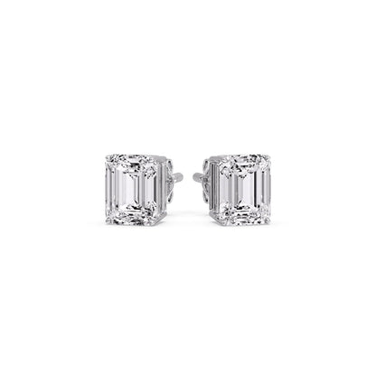IGI Certified Emerald Cut Diamond Solitaire Stud Earrings
