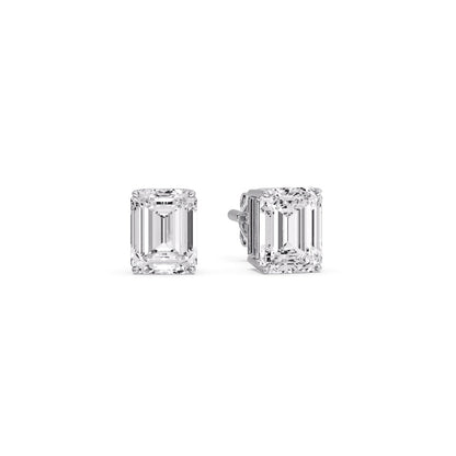 IGI Certified Emerald Cut Diamond Solitaire Stud Earrings